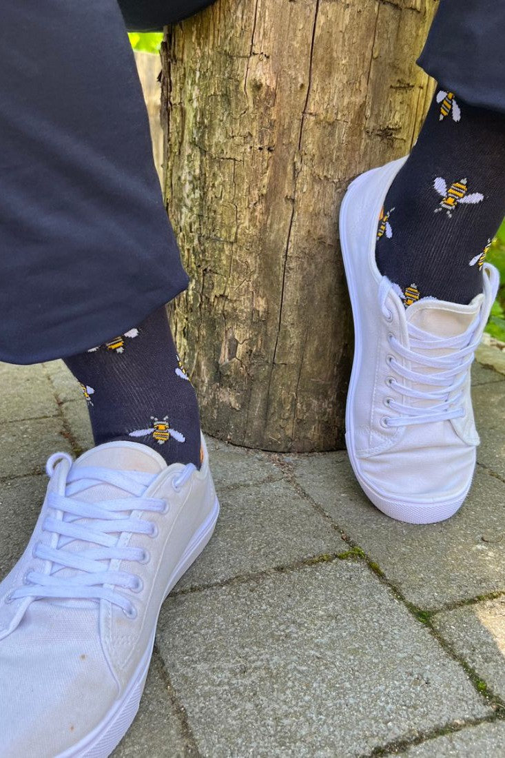 Swole Panda Navy Bumblebee Bamboo Socks-Mens-Ohh! By Gum - Shop Sustainable