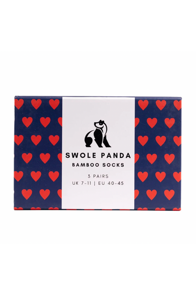 Swole Panda Sock Gift Box - 3 Pairs - Love Hearts (7-11)-Mens-Ohh! By Gum - Shop Sustainable