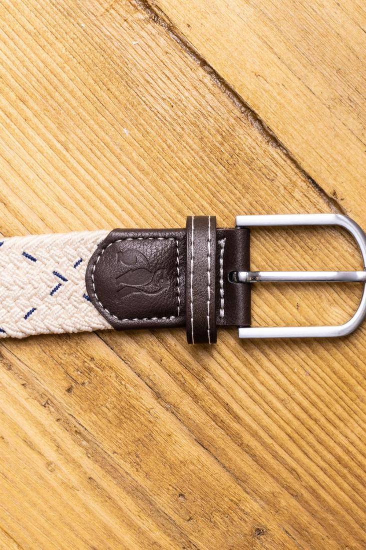 Swole Panda Woven Belt - Cream / Blue Dot