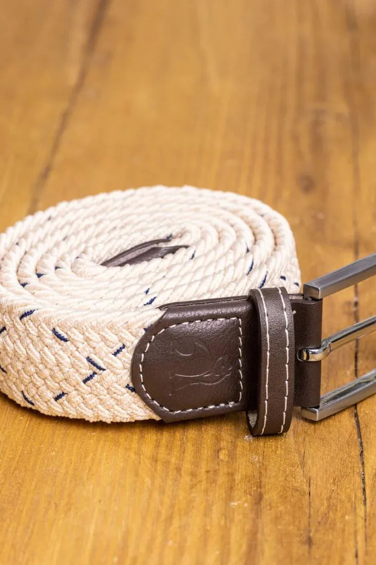 Swole Panda Woven Belt - Cream / Blue Dot