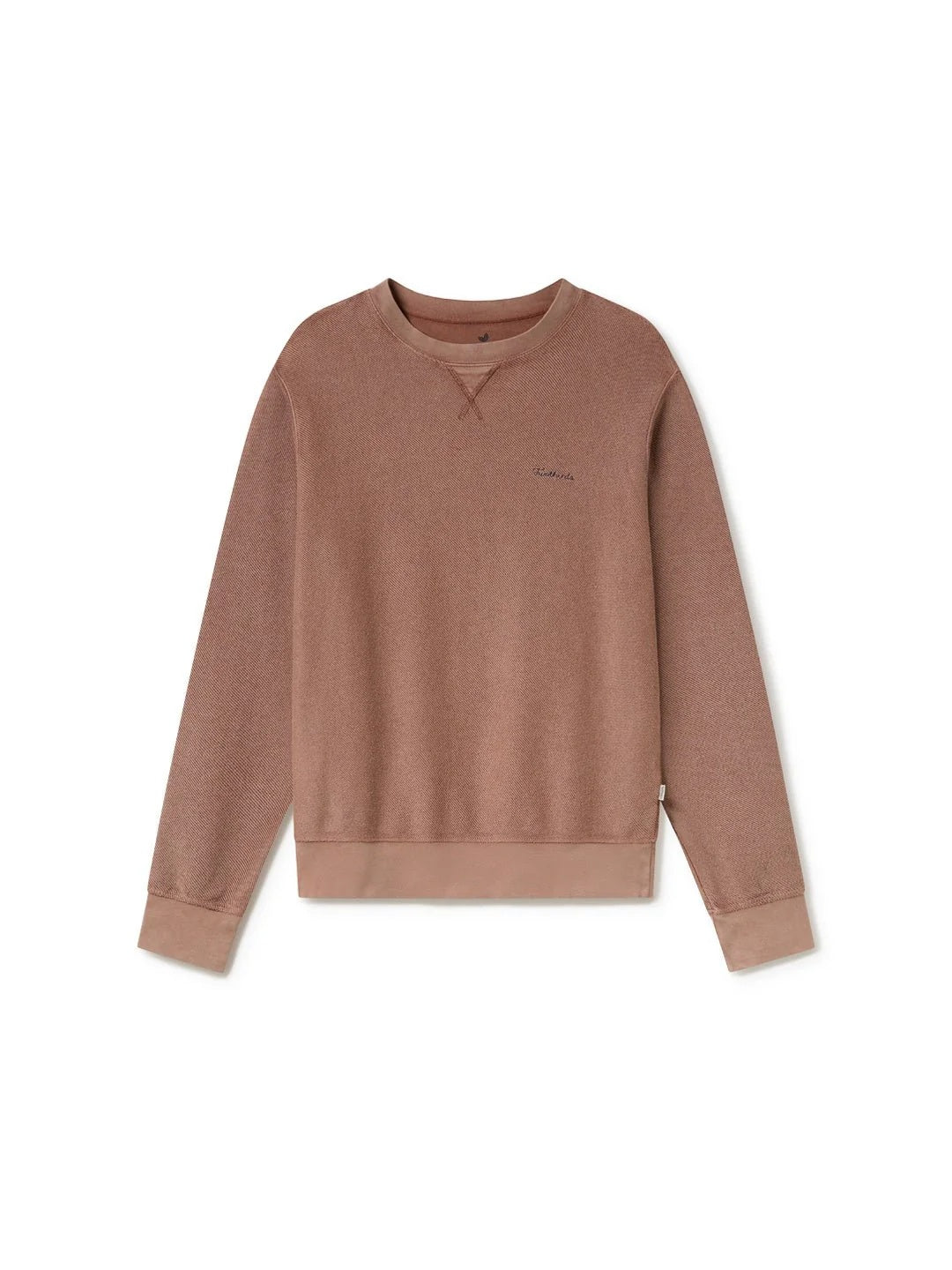 Flat lay view of the TWOTHIRDS Fatu Hiva Sweatshirt showcasing its crewneck design, and 'Twothirds' embroidery on the chest.