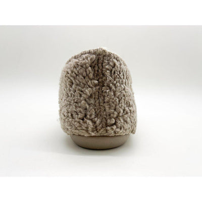 Organic cotton fluffy slippers on a white background