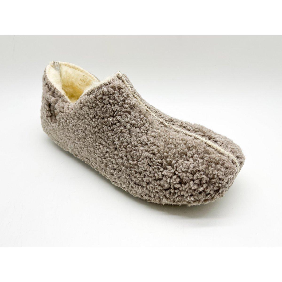 Brown organic cotton slippers on a white background