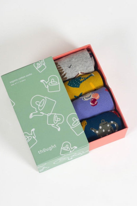 Thought A Perfect Afternoon Organic Cotton Gift Box of 4 Socks-Womens-Ohh! By Gum - Shop Sustainable