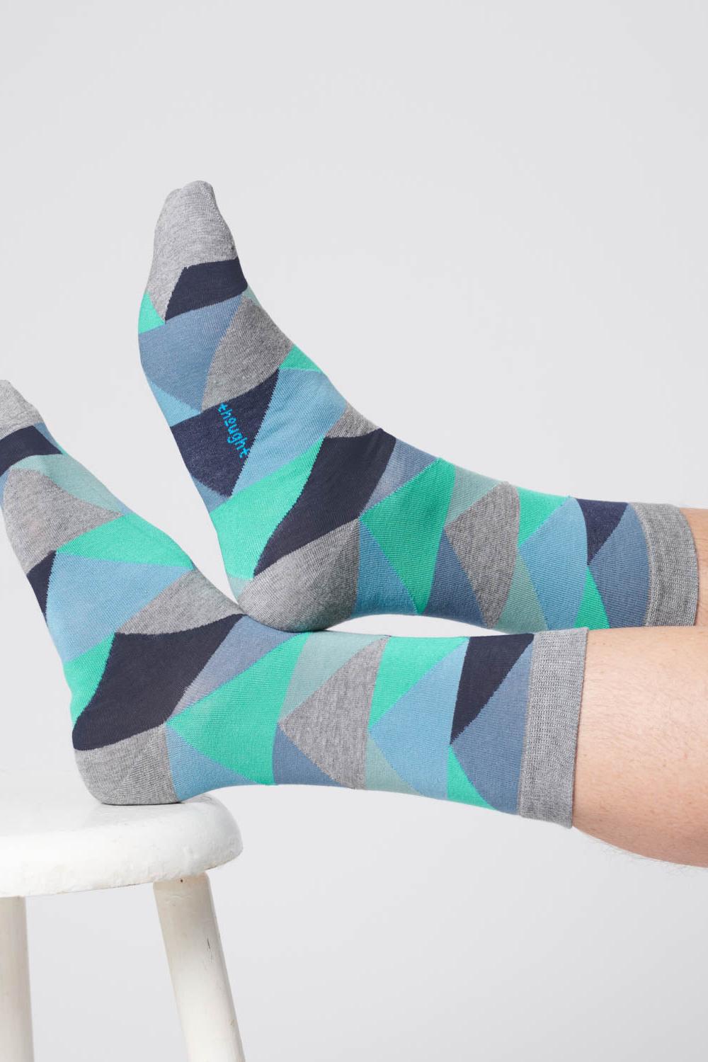 Thought Abstract Triangle Grey Marl Organic Cotton Socks-Mens-Ohh! By Gum - Shop Sustainable