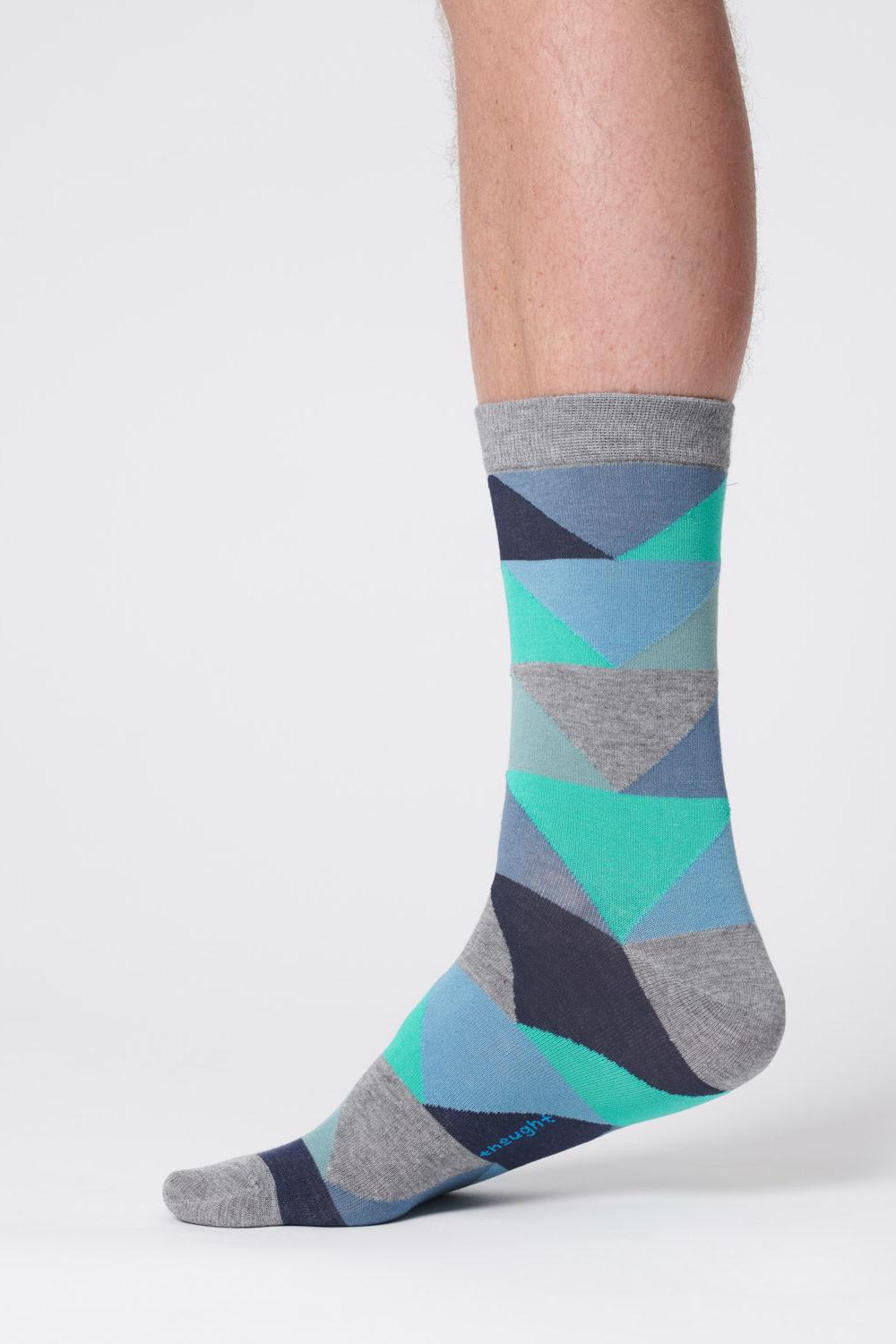 Thought Abstract Triangle Grey Marl Organic Cotton Socks-Mens-Ohh! By Gum - Shop Sustainable