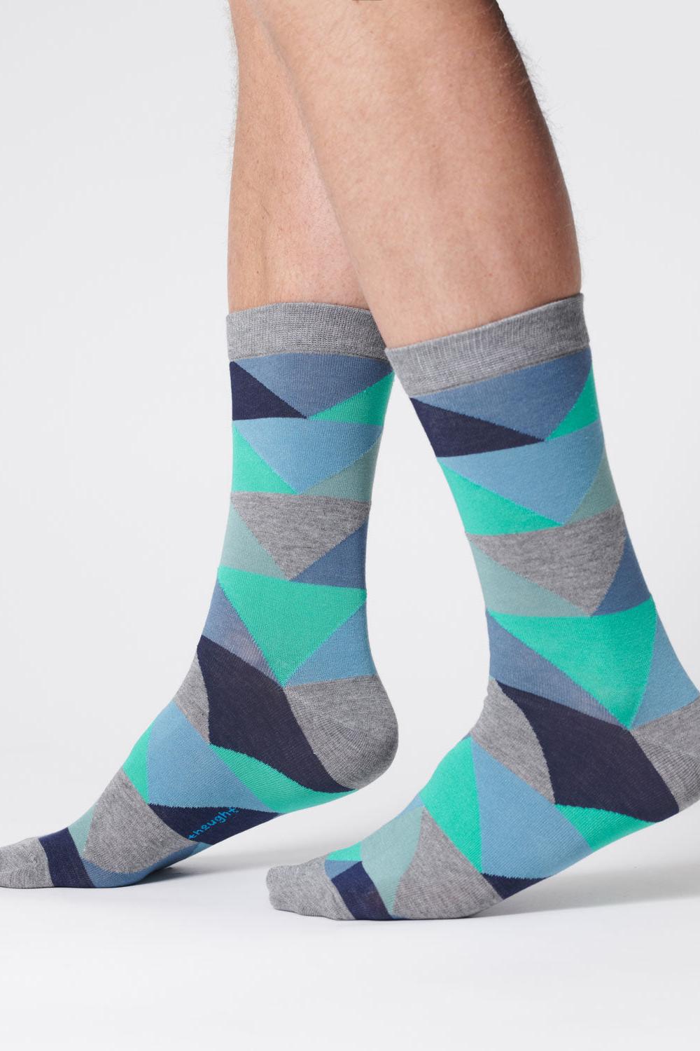 Thought Abstract Triangle Grey Marl Organic Cotton Socks-Mens-Ohh! By Gum - Shop Sustainable