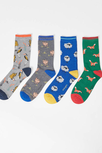 Thought Animal Box of 4 Bamboo Socks-Mens-Ohh! By Gum - Shop Sustainable