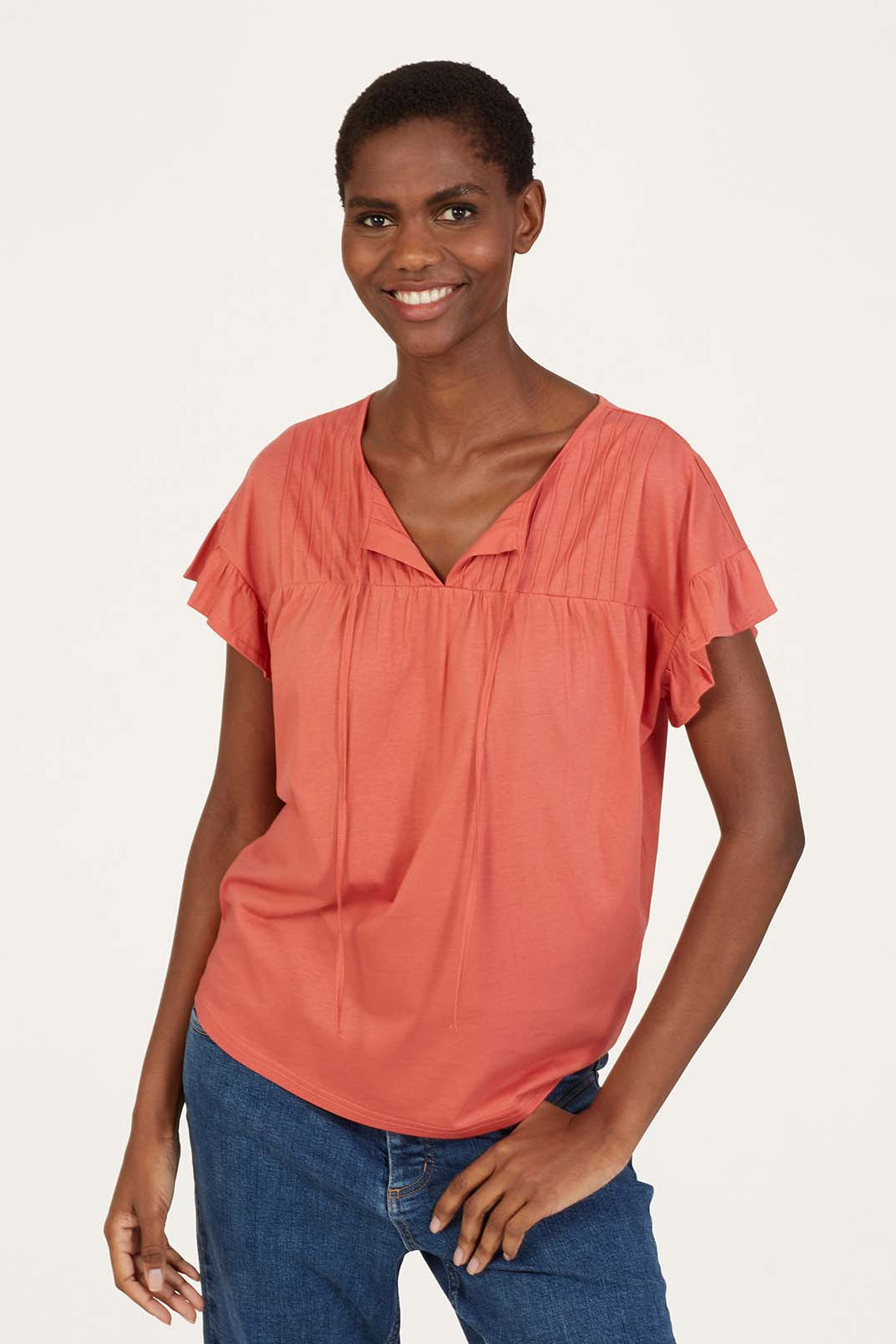 Thought Arina Organic Cotton Yoke Tank Top in Rock Red-Womens-Ohh! By Gum - Shop Sustainable
