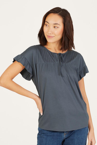 Thought Arina Organic Cotton Yoke Tank Top in Storm Blue-Womens-Ohh! By Gum - Shop Sustainable