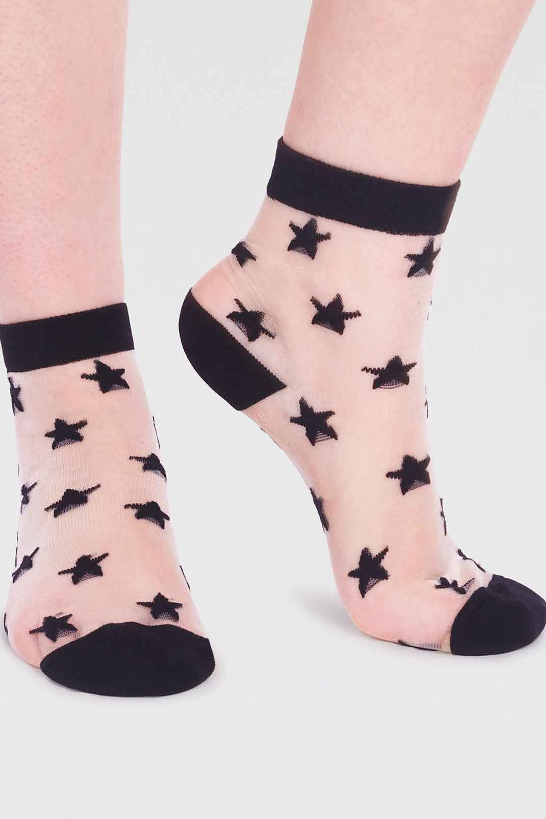 Thought Astra Bamboo Star Mesh Socks - Black-Womens-Ohh! By Gum - Shop Sustainable