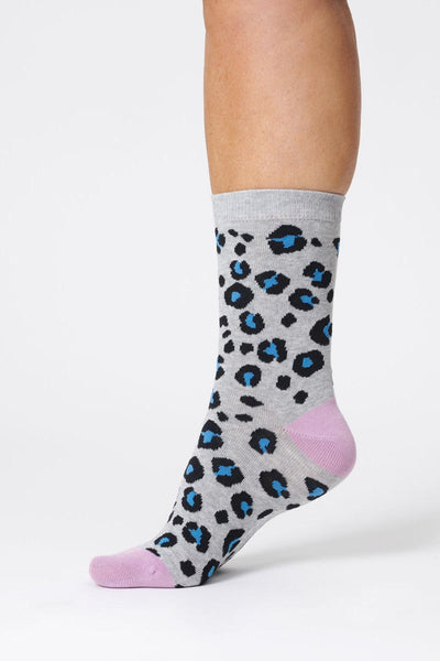 Thought Bamboo Animal Print Mid Grey Marl Socks-Womens-Ohh! By Gum - Shop Sustainable