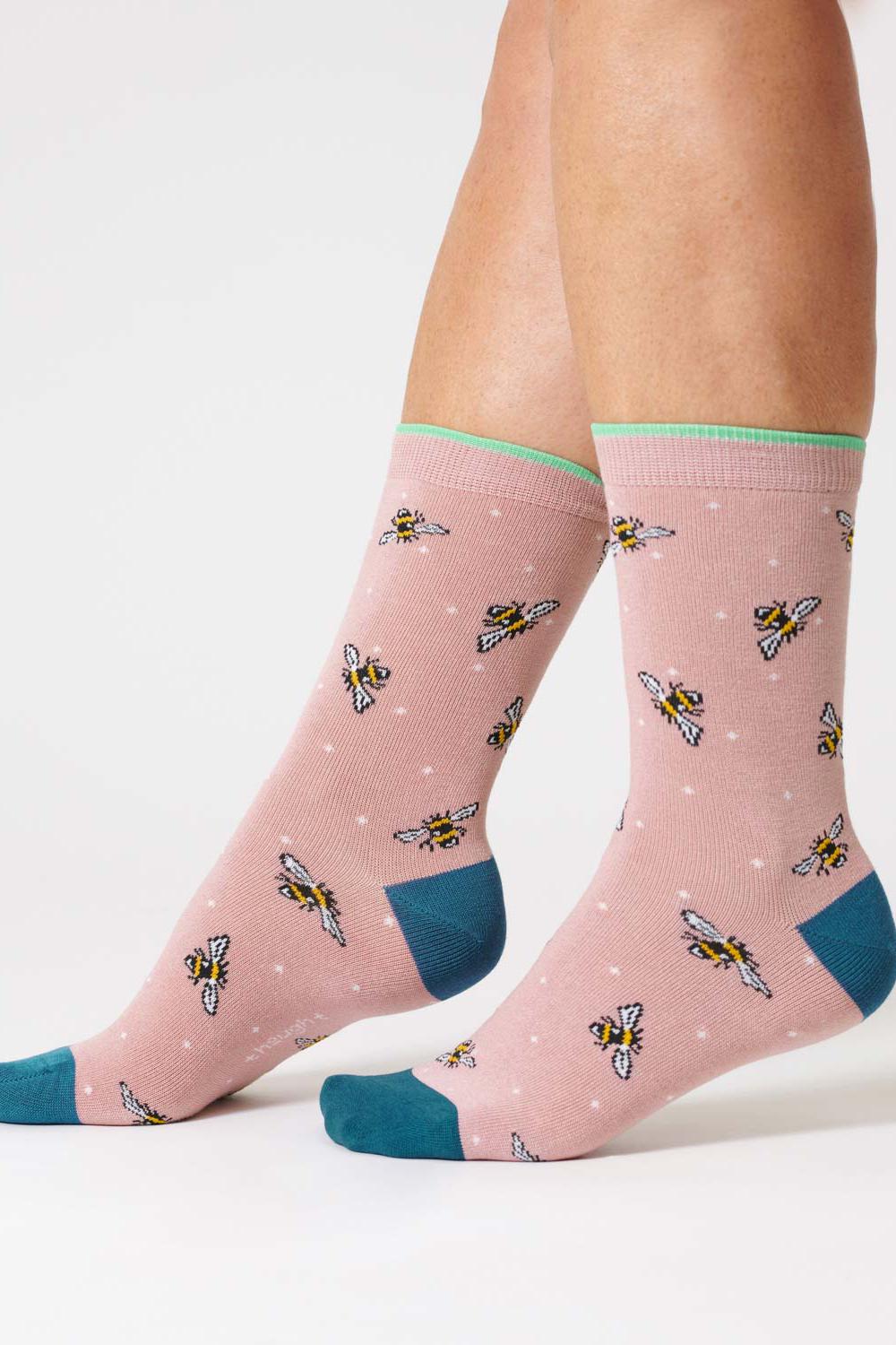 Thought Bee Bamboo Socks - Petal Pink-Womens-Ohh! By Gum - Shop Sustainable