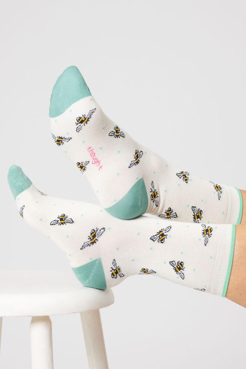 Thought Bee Bamboo Socks - Stone White-Womens-Ohh! By Gum - Shop Sustainable