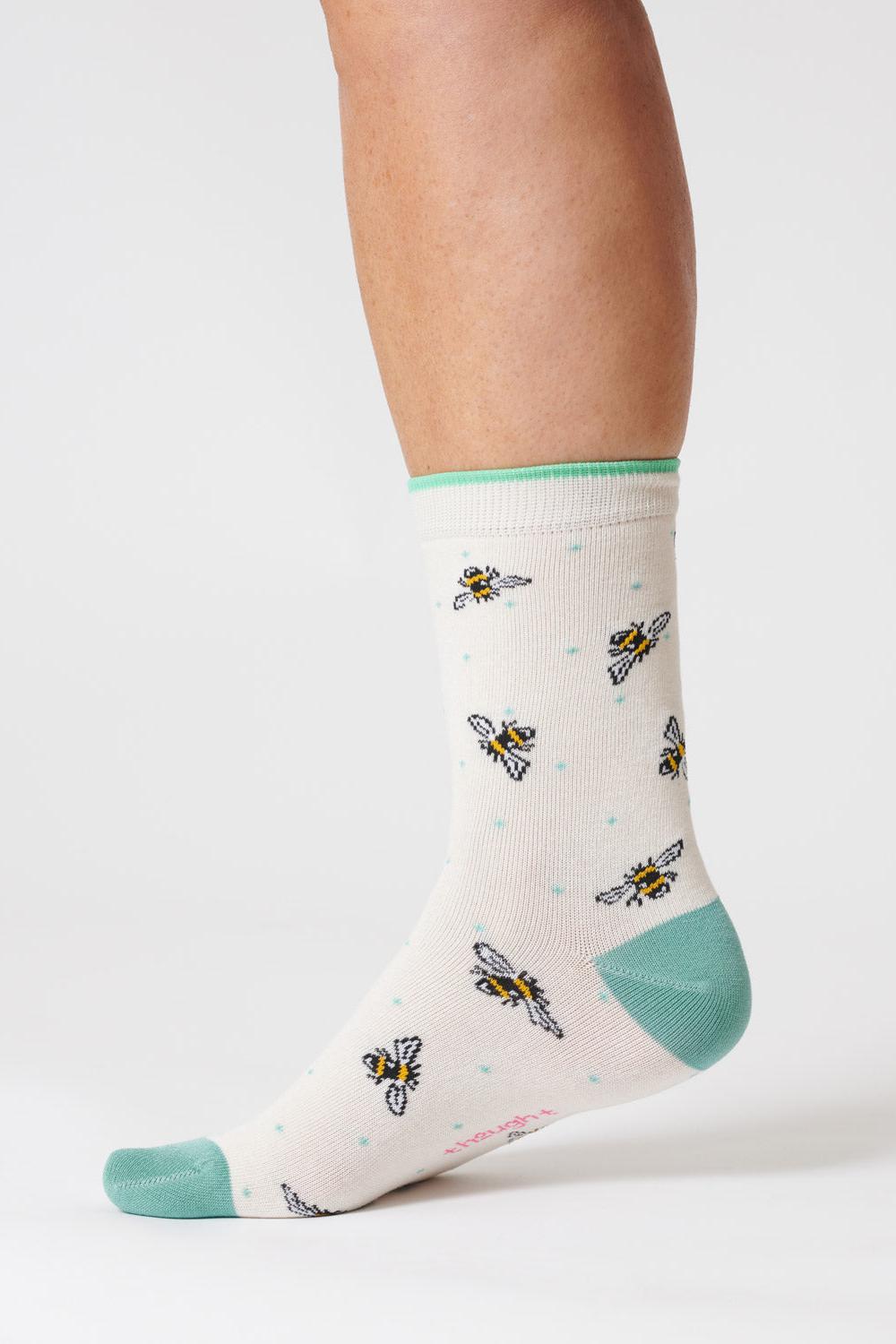 Thought Bee Bamboo Socks - Stone White-Womens-Ohh! By Gum - Shop Sustainable