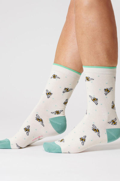 Thought Bee Bamboo Socks - Stone White-Womens-Ohh! By Gum - Shop Sustainable