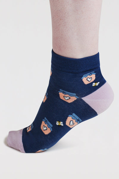 Thought Beth Bee Organic Cotton Ankle Socks - Indigo Blue-Womens-Ohh! By Gum - Shop Sustainable