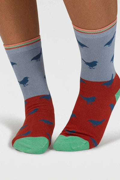 Thought Birdie Colour Block Bamboo Socks in Chambray Blue-Womens-Ohh! By Gum - Shop Sustainable