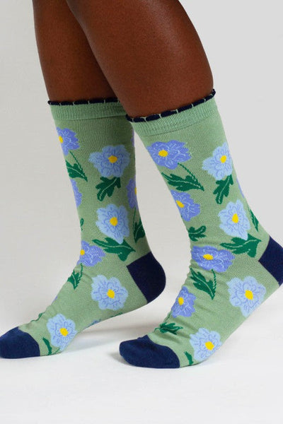 Thought Birth Flower Chrysanthemum Bamboo Socks-Womens-Ohh! By Gum - Shop Sustainable