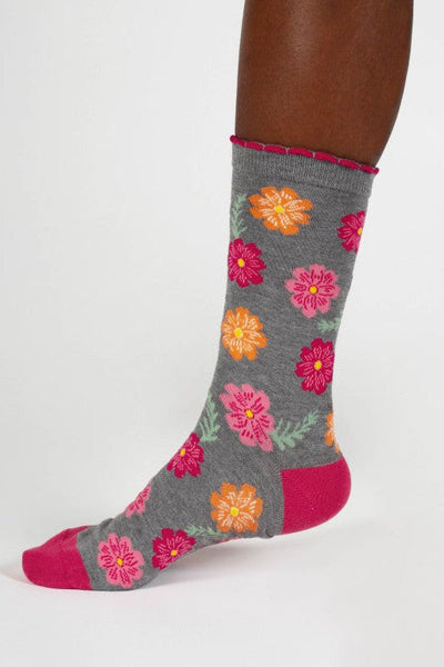 Thought Birth Flower Cosmos Bamboo Socks-Womens-Ohh! By Gum - Shop Sustainable