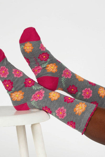 Thought Birth Flower Cosmos Bamboo Socks-Womens-Ohh! By Gum - Shop Sustainable