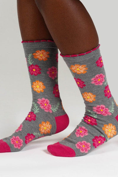 Thought Birth Flower Cosmos Bamboo Socks-Womens-Ohh! By Gum - Shop Sustainable