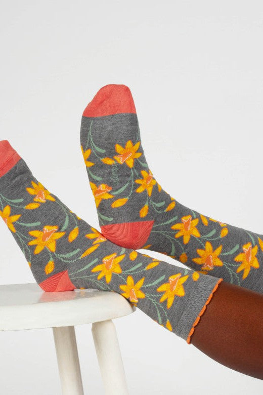 Thought Birth Flower Daffodil Bamboo Socks-Womens-Ohh! By Gum - Shop Sustainable