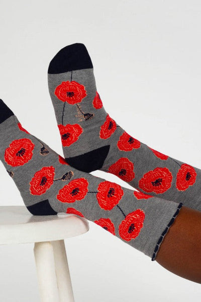 Thought Birth Flower Poppy Bamboo Socks-Womens-Ohh! By Gum - Shop Sustainable