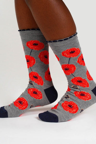 Thought Birth Flower Poppy Bamboo Socks-Womens-Ohh! By Gum - Shop Sustainable