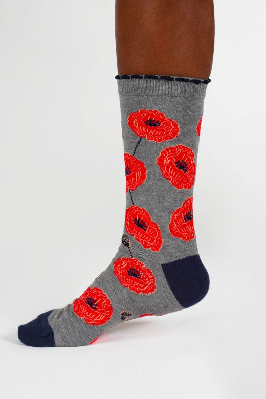 Thought Birth Flower Poppy Bamboo Socks-Womens-Ohh! By Gum - Shop Sustainable