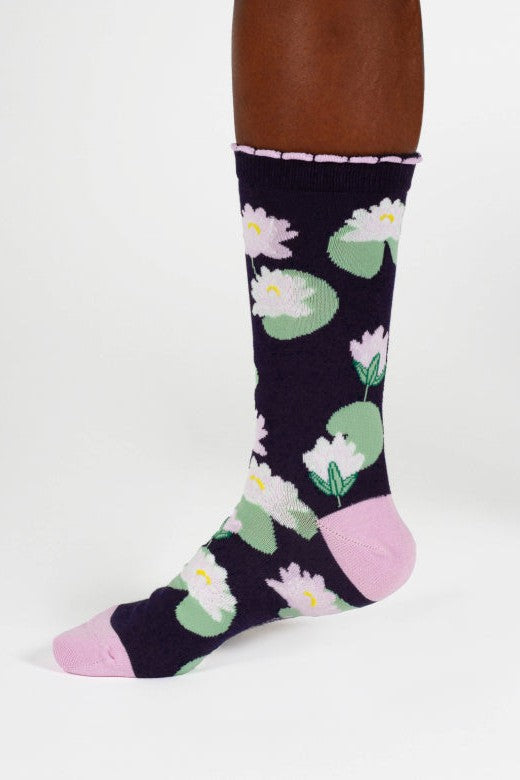 Thought Birth Flower Water-Lily Bamboo Socks-Womens-Ohh! By Gum - Shop Sustainable