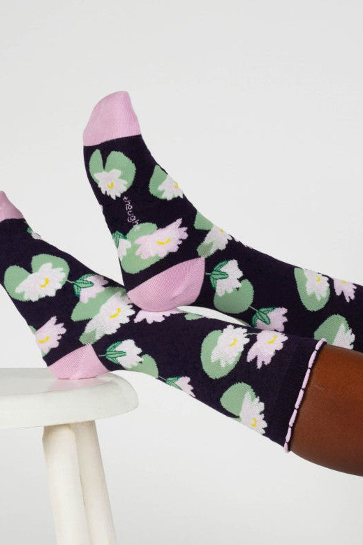 Thought Birth Flower Water-Lily Bamboo Socks-Womens-Ohh! By Gum - Shop Sustainable