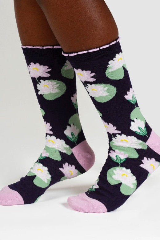 Thought Birth Flower Water-Lily Bamboo Socks-Womens-Ohh! By Gum - Shop Sustainable