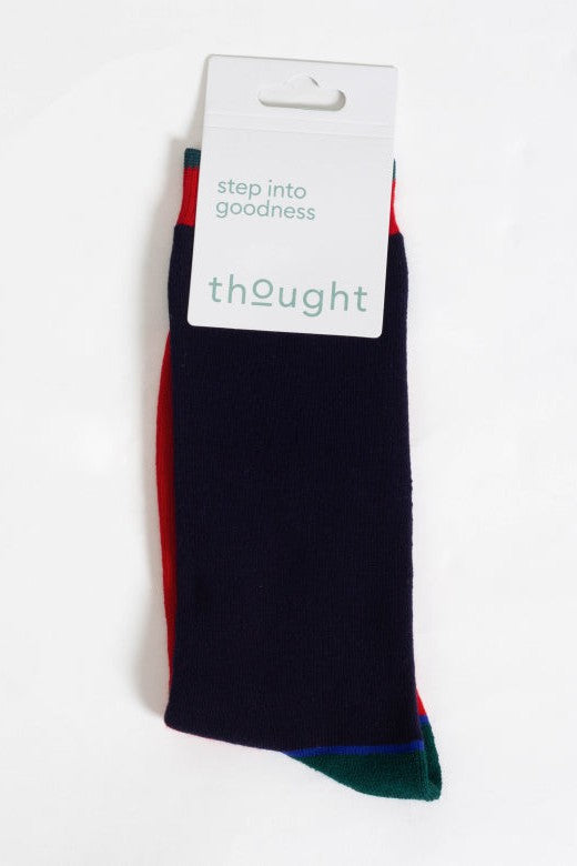 Thought Block Colour Walker Crew Socks in Red/Navy-Mens-Ohh! By Gum - Shop Sustainable