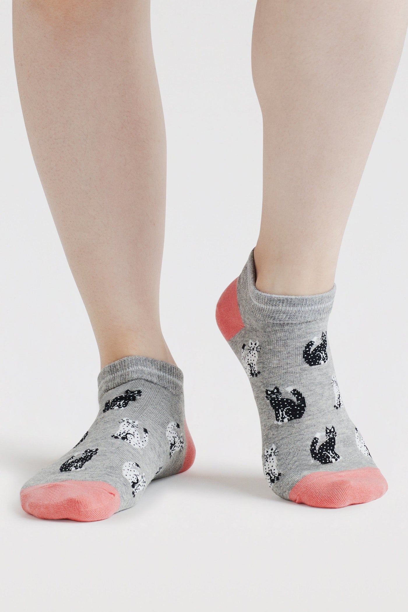 Thought Celia Cat Bamboo Trainer Socks - Grey Marle-Womens-Ohh! By Gum - Shop Sustainable