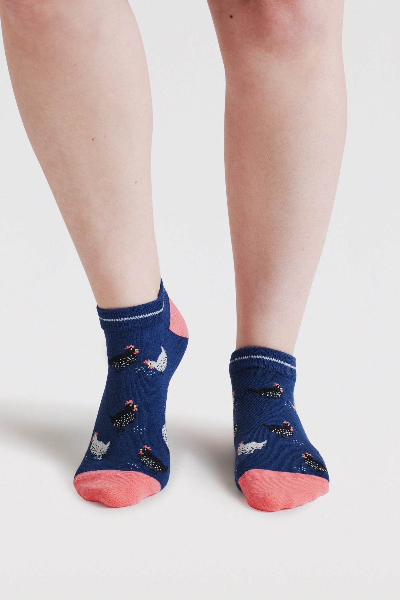 Thought Celia Chicken Bamboo Trainer Socks in Indigo Blue-Womens-Ohh! By Gum - Shop Sustainable