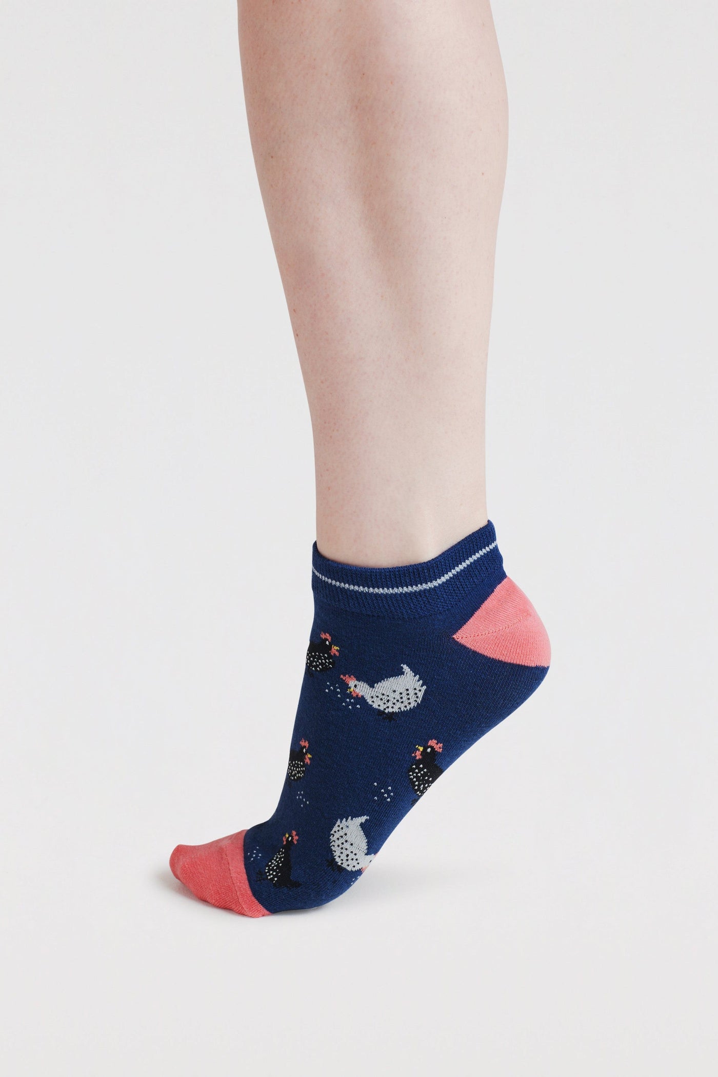 Thought Celia Chicken Bamboo Trainer Socks in Indigo Blue-Womens-Ohh! By Gum - Shop Sustainable