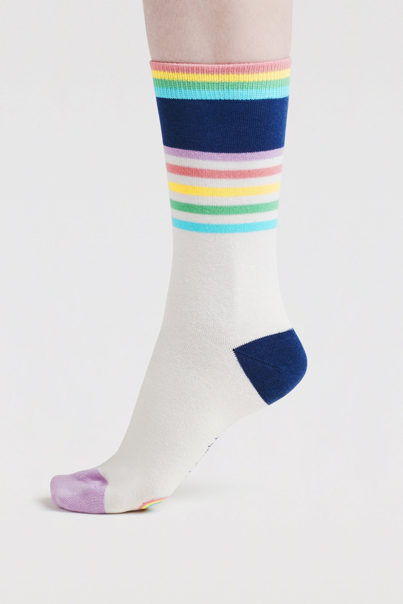 Thought Clara Rainbow Stripe Organic Cotton Socks - Lavender Purple-Womens-Ohh! By Gum - Shop Sustainable
