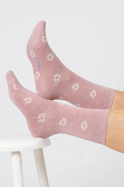 Thought Ditsy Daisy Blush Pink Bamboo Socks-Womens-Ohh! By Gum - Shop Sustainable