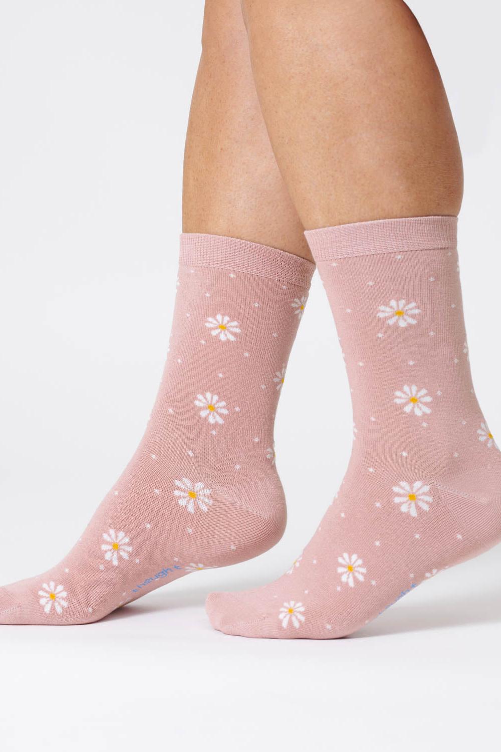 Thought Ditsy Daisy Blush Pink Bamboo Socks-Womens-Ohh! By Gum - Shop Sustainable