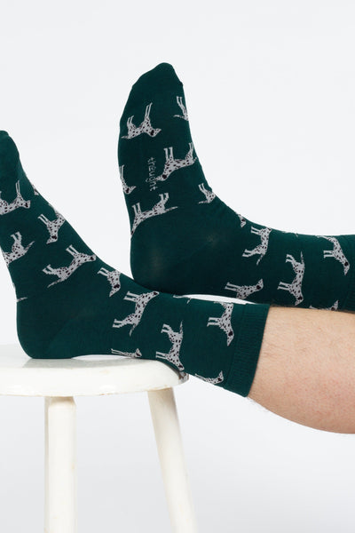 Thought Doggy Bamboo Crew Socks in Green/Dalmation-Mens-Ohh! By Gum - Shop Sustainable