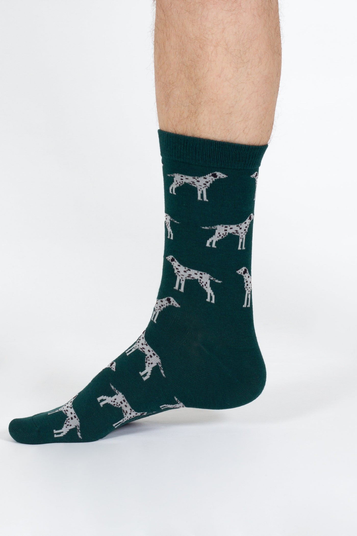 Thought Doggy Bamboo Crew Socks in Green/Dalmation-Mens-Ohh! By Gum - Shop Sustainable