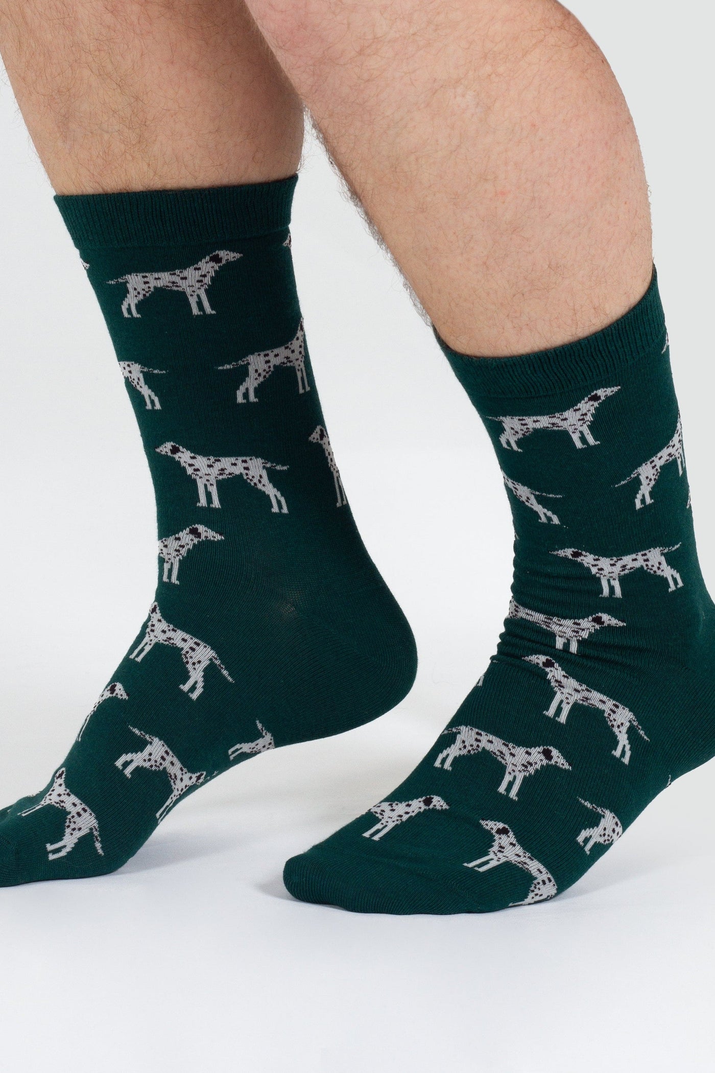 Thought Doggy Bamboo Crew Socks in Green/Dalmation-Mens-Ohh! By Gum - Shop Sustainable