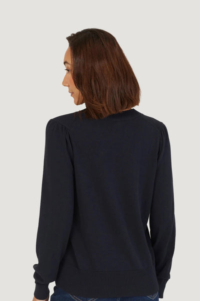 Thought Dotti Organic Cotton V-Neck Cardigan in Navy-Womens-Ohh! By Gum - Shop Sustainable