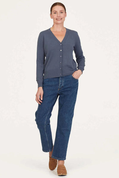 Thought Dotti Organic Cotton V-Neck Cardigan in Storm Blue-Womens-Ohh! By Gum - Shop Sustainable