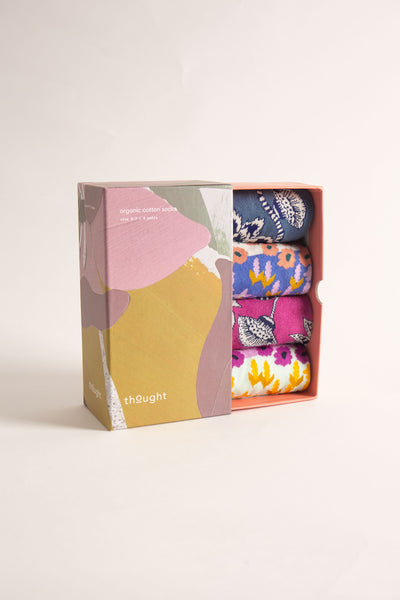 Thought Floral Box of 4 Organic Cotton Socks-Womens-Ohh! By Gum - Shop Sustainable