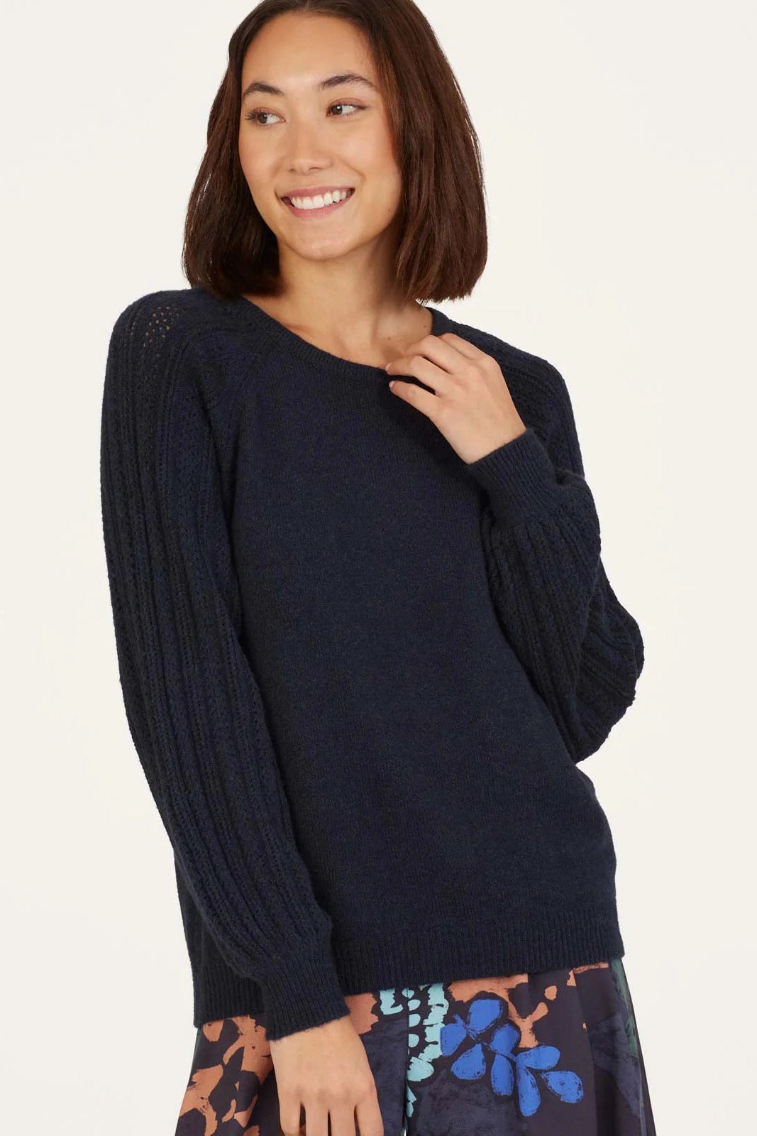 Thought Florna Organic Cotton Fluffy Jumper - Navy-Womens-Ohh! By Gum - Shop Sustainable