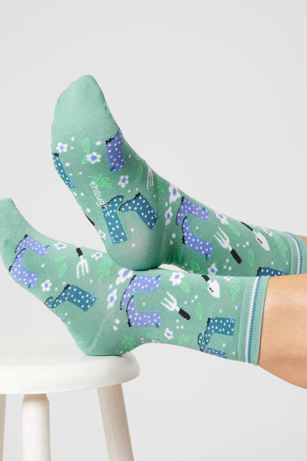 Thought Garden Pine Green Bamboo Socks-Womens-Ohh! By Gum - Shop Sustainable