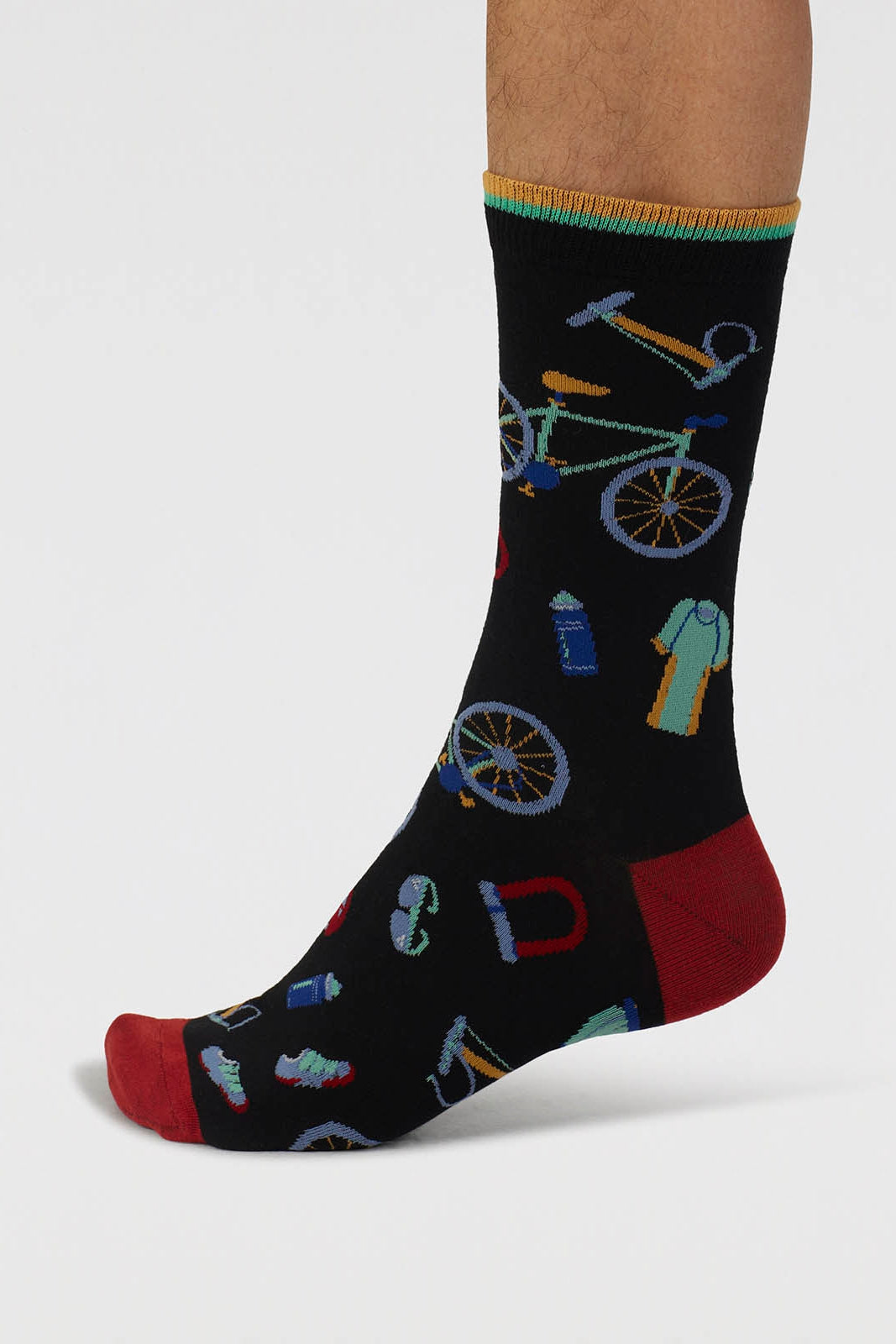 Thought Griffen Bike Parts Organic Cotton Socks - Black-Mens-Ohh! By Gum - Shop Sustainable