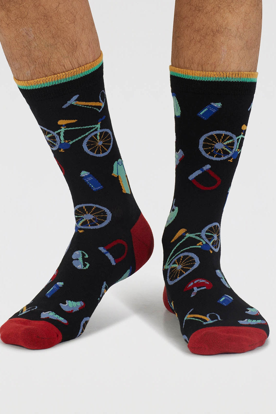 Thought Griffen Bike Parts Organic Cotton Socks - Black-Mens-Ohh! By Gum - Shop Sustainable